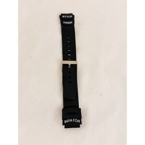 Aviator Chrono Style Black Rubber Watch Strap‎ 17mm Replacement Band